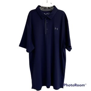 Under Armour Polo Mens 2XL Blue Heat Gear Loose Athletic Golf Tennis Shirt